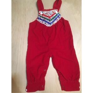 Vintage Corduroy Baby Romper-Baby Girl Jon Jon-Christmas Romper-1960s 12M Baby